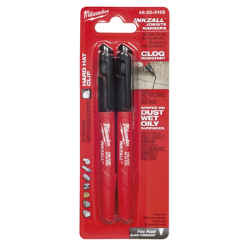 Milwaukee 48-22-3105 Inkzall Fine Point Jobsite Marker (Black) 2-Pack Milwaukee 48-22-3105 Inkzall Fine Point Jobsite Marker (Black) 2-Pack